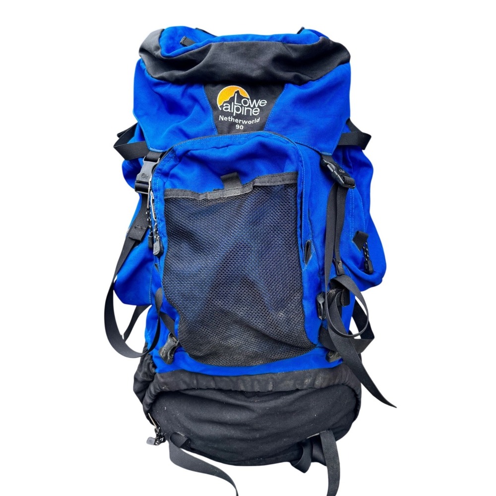 Lowe Alpine Netherworld 90 Backpack Blue Black Internal Frame Hiking Travel 90L